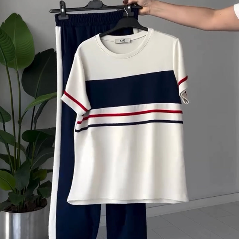 Bryaska - סט טי-שירט ומכנסיים קז'ואל נוח ומעוצב