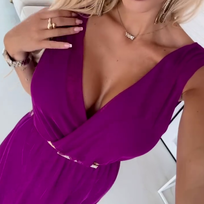 שמלת מקסי אלגנטית בצבע מלכותי