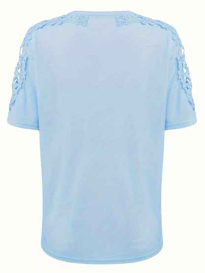 Ancuta - חולצת קיץ אלגנטית עם שרוולים קצרים ותחרה לנוחות וסטייל מושלם