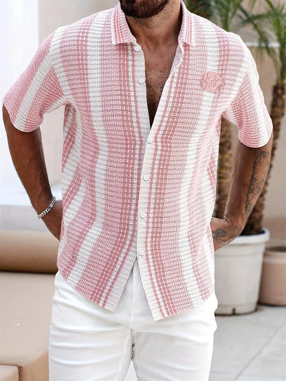 Avram - חולצת פסים קז'ואל אופנתית עם כפתורים לביטחון וסטייל