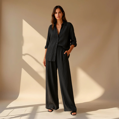 סט אופנה משודרג של 2 חלקים: חולצה ומכנסיים לאירוע קליל ונוח