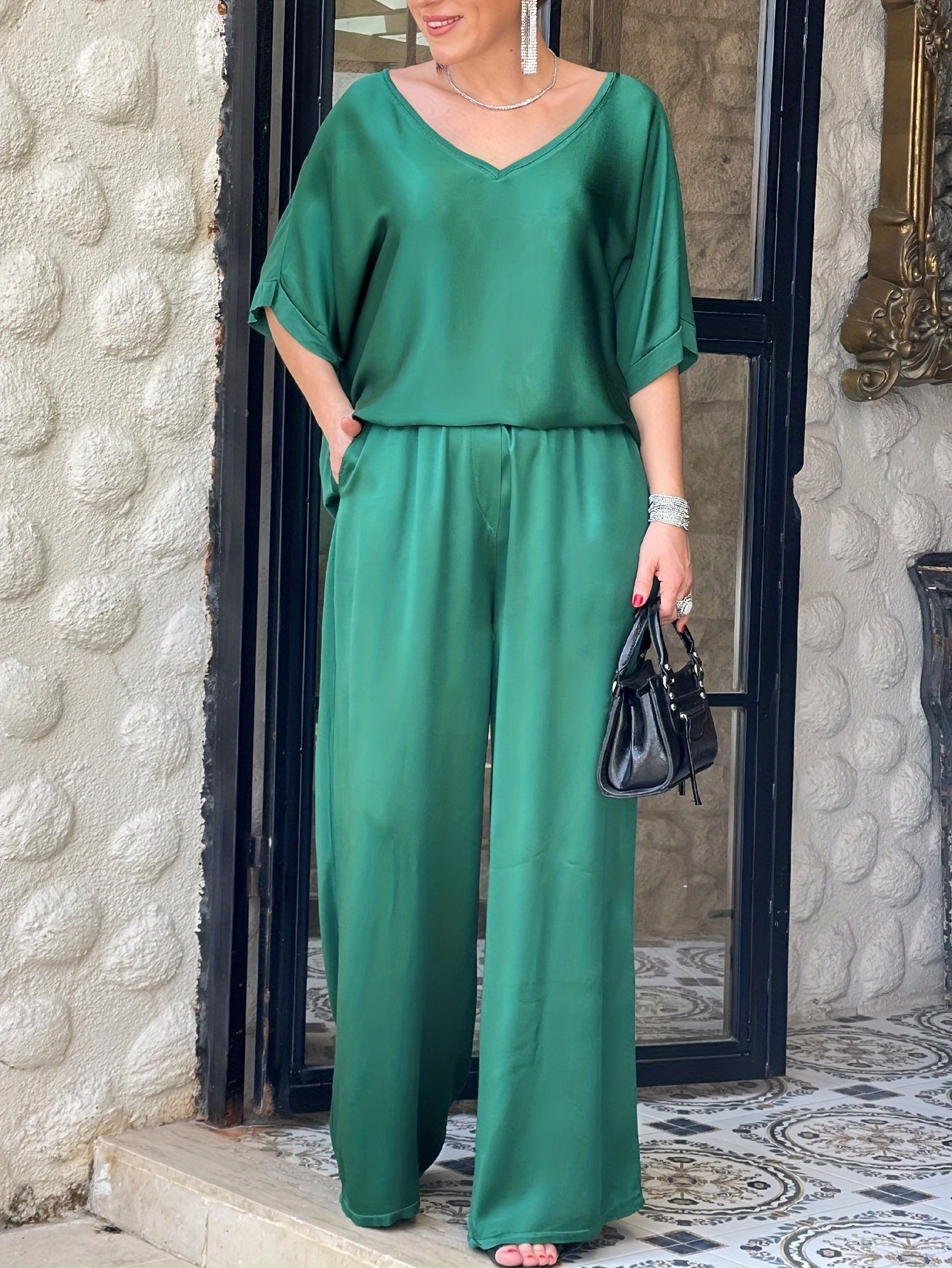 Ashlee - סט אלגנטי מרהיב עם שרוולים קצרים להופעה מושקעת