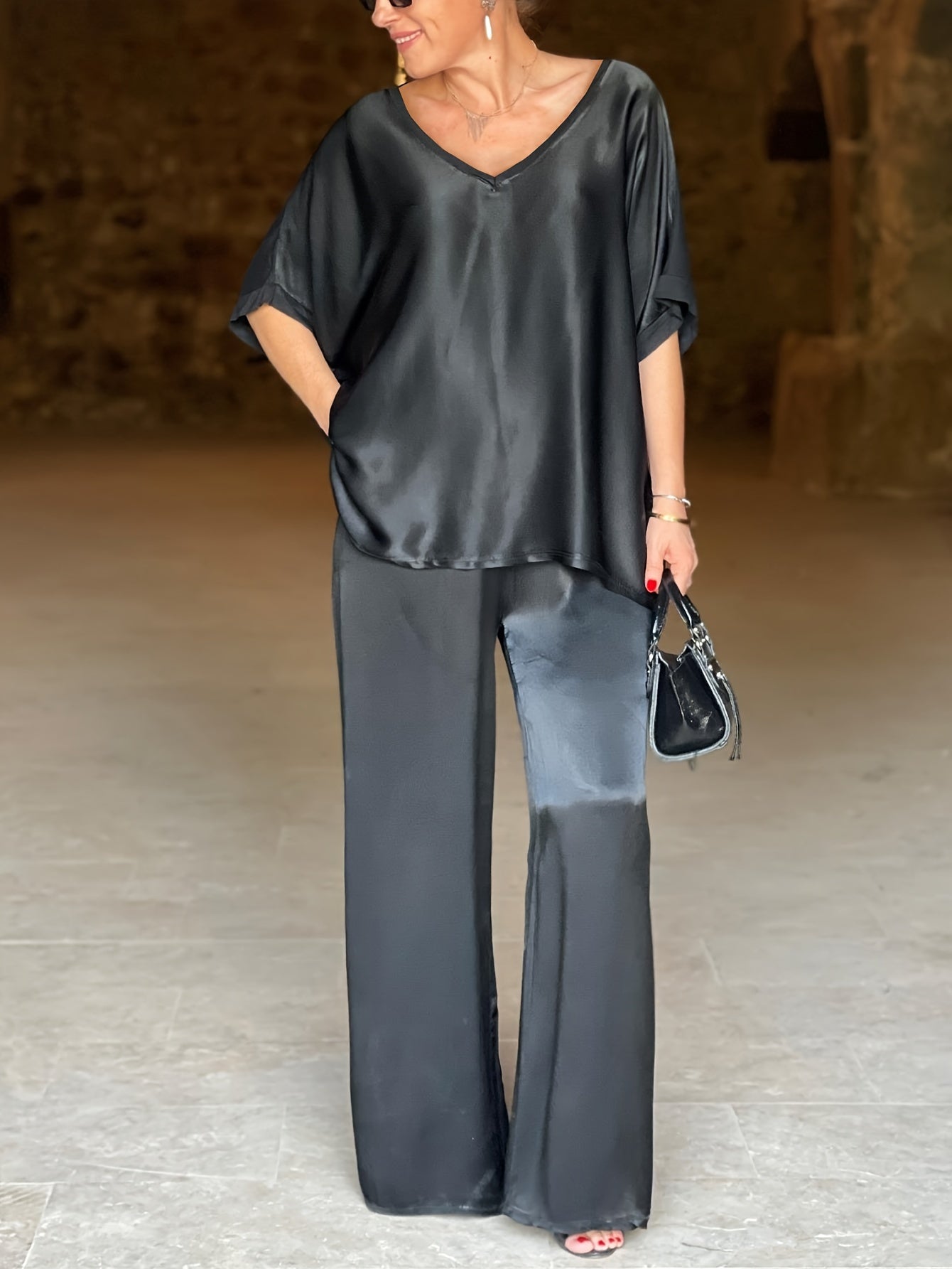 Ashlee - סט אלגנטי מרהיב עם שרוולים קצרים להופעה מושקעת