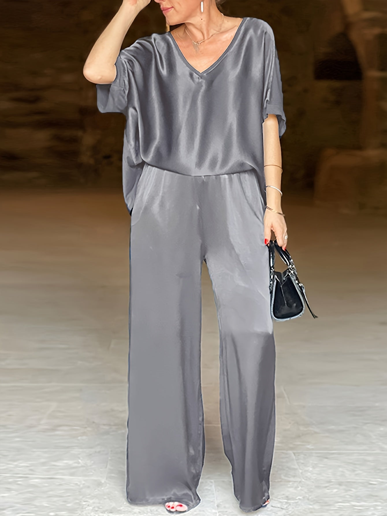 Ashlee - סט אלגנטי מרהיב עם שרוולים קצרים להופעה מושקעת