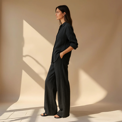 סט אופנה משודרג של 2 חלקים: חולצה ומכנסיים לאירוע קליל ונוח