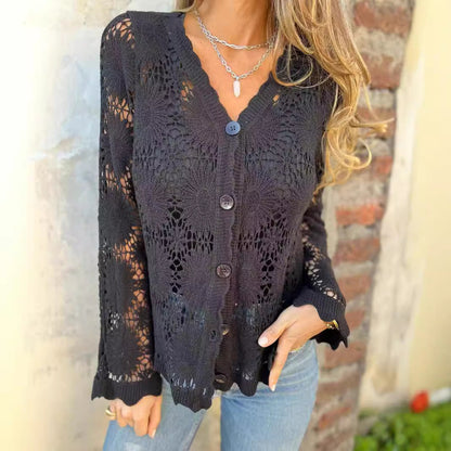 קרדיגן תחרה לבן בשיק בוהו רומנטי