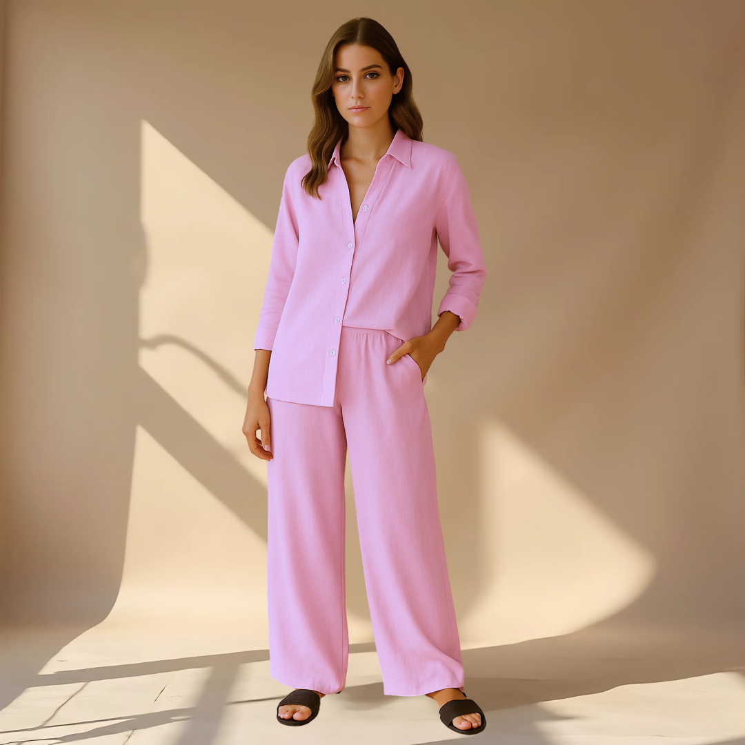 סט אופנה משודרג של 2 חלקים: חולצה ומכנסיים לאירוע קליל ונוח