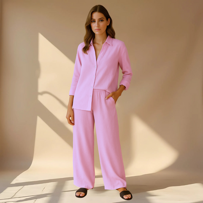 סט אופנה משודרג של 2 חלקים: חולצה ומכנסיים לאירוע קליל ונוח