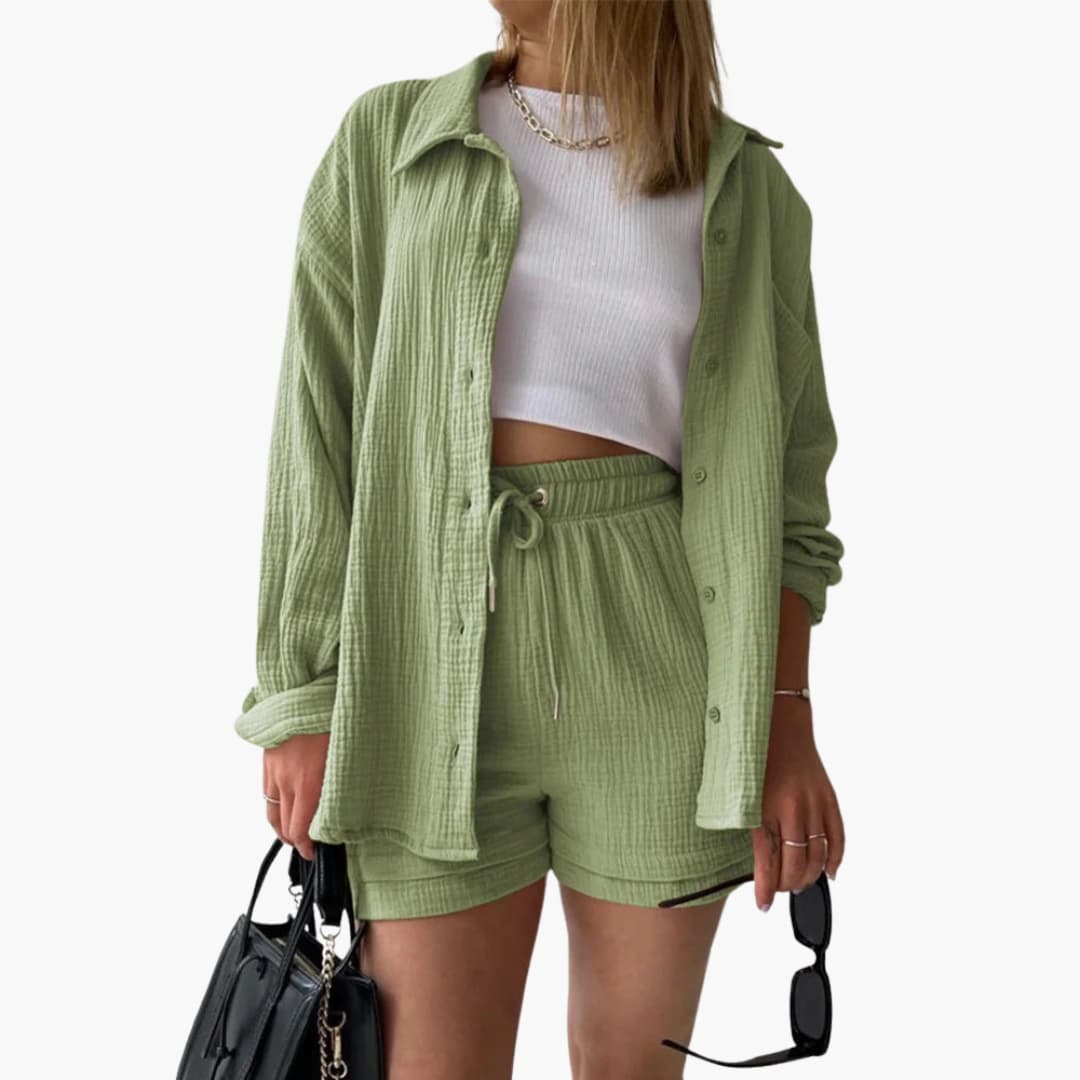 סט 3 חלקים קייצי ונוח בסגנון בייסיק-שיק