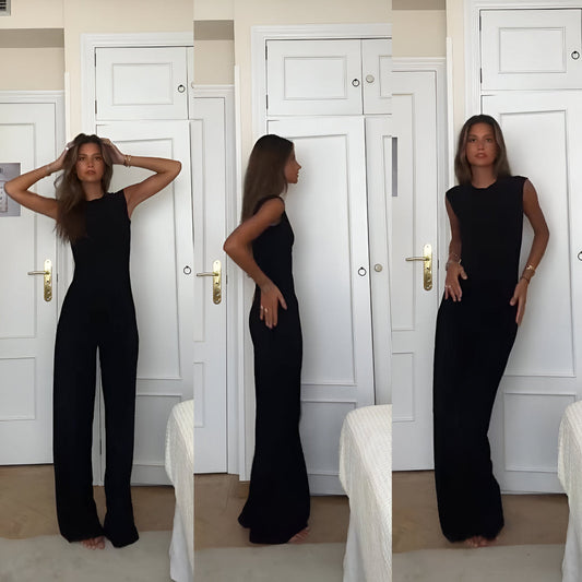 בגד ים ללא שרוולים אלגנטי בסגנון קז'ואל עם מכנסיים ישרים למראה שיק ורגוע