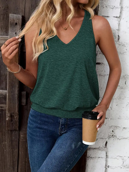 Afroditi - גופיית סריג קז'ואל קלילה עם מחשוף V לנוחות ולסטייל