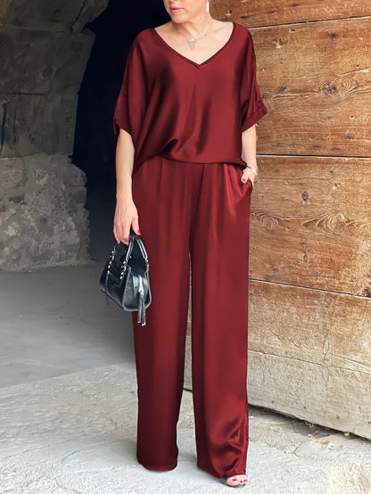 Ashlee - סט אלגנטי מרהיב עם שרוולים קצרים להופעה מושקעת