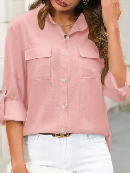 Athena - חולצת כותנה אופנתית עם כיסים קדמיים לעיצוב ייחודי