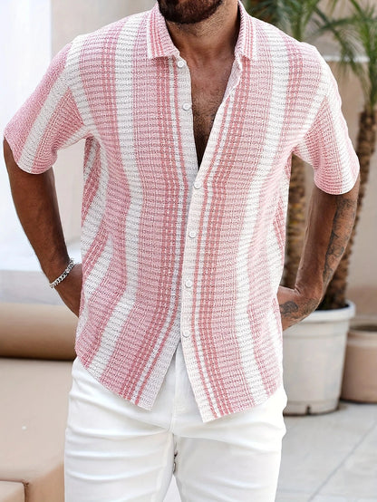 Avram - חולצת פסים קז'ואל אופנתית עם כפתורים לביטחון וסטייל