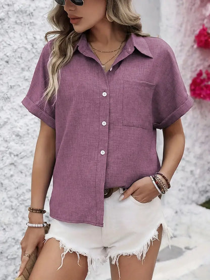 Avina - חולצה אלגנטית עם שרוולים קצרים וכיס לסטייל מושלם