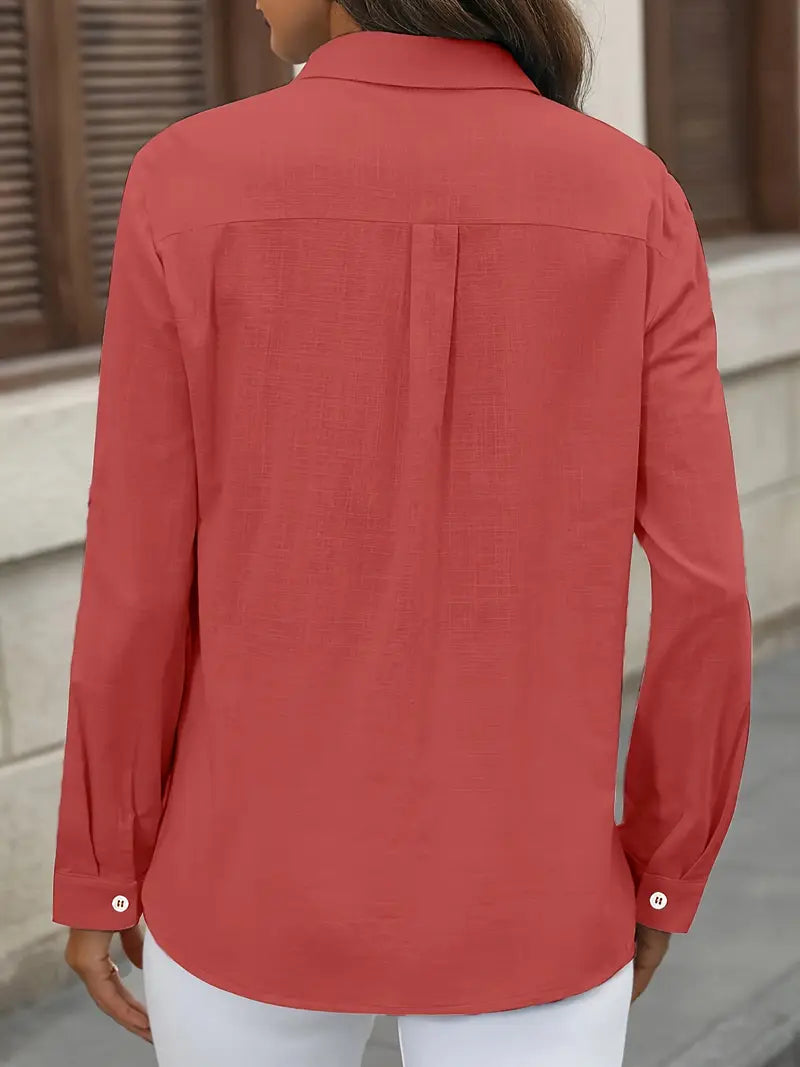 Athena - חולצת כותנה אופנתית עם כיסים קדמיים לעיצוב ייחודי