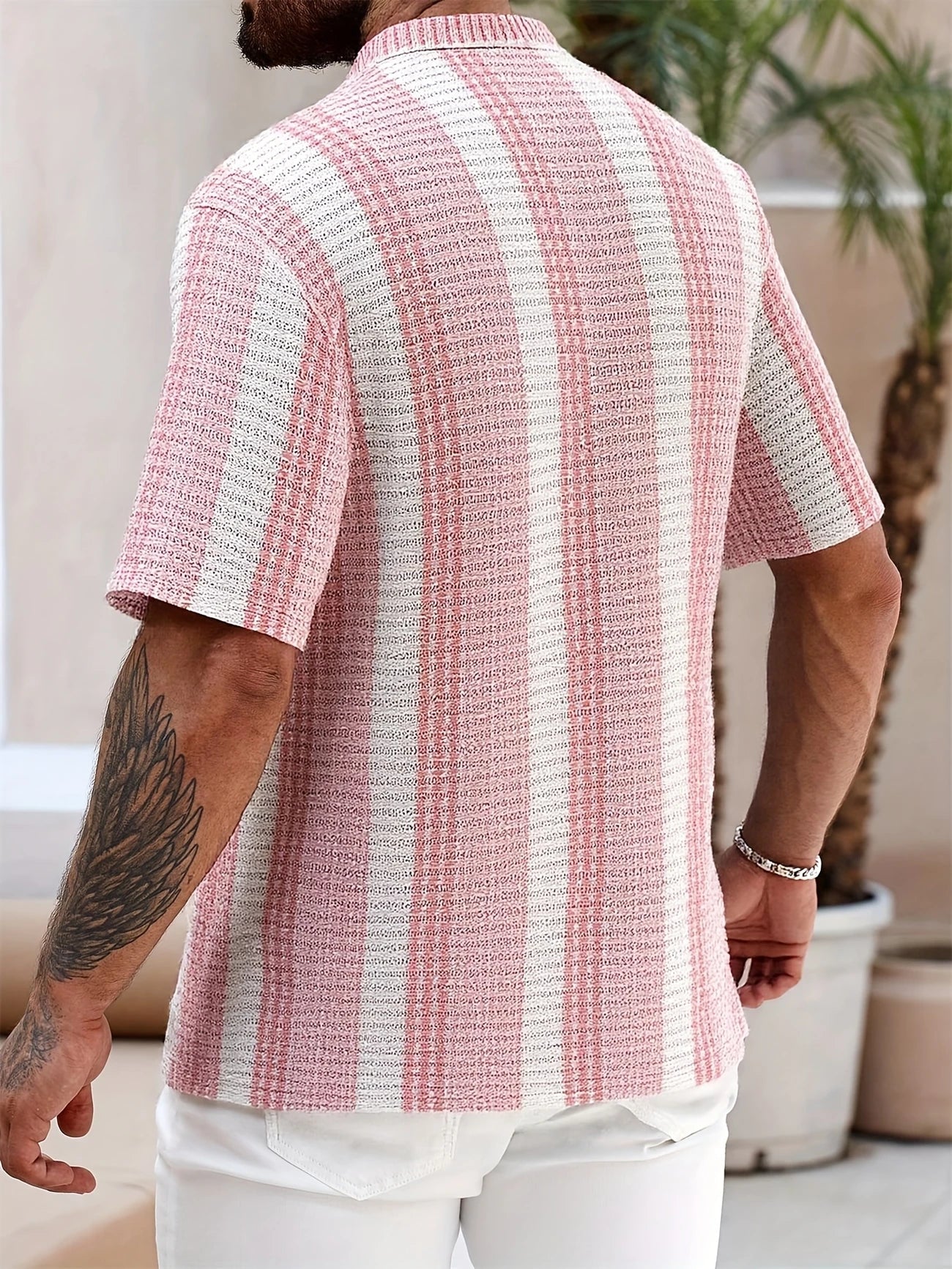 Avram - חולצת פסים קז'ואל אופנתית עם כפתורים לביטחון וסטייל