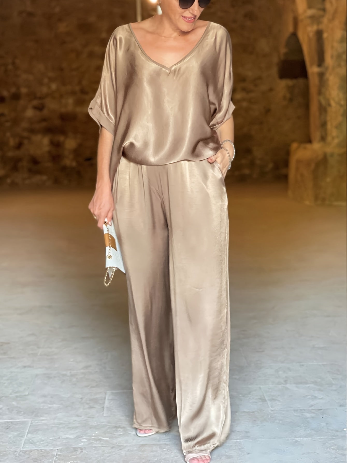 Ashlee - סט אלגנטי מרהיב עם שרוולים קצרים להופעה מושקעת