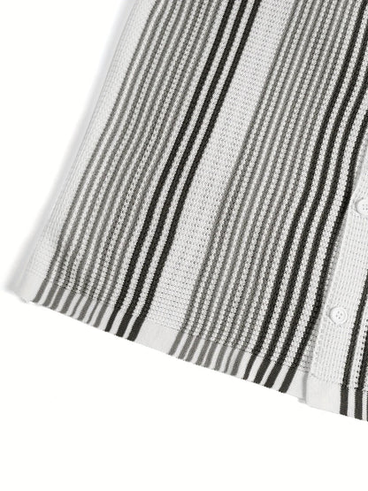 Avram - חולצת פסים קז'ואל אופנתית עם כפתורים לביטחון וסטייל