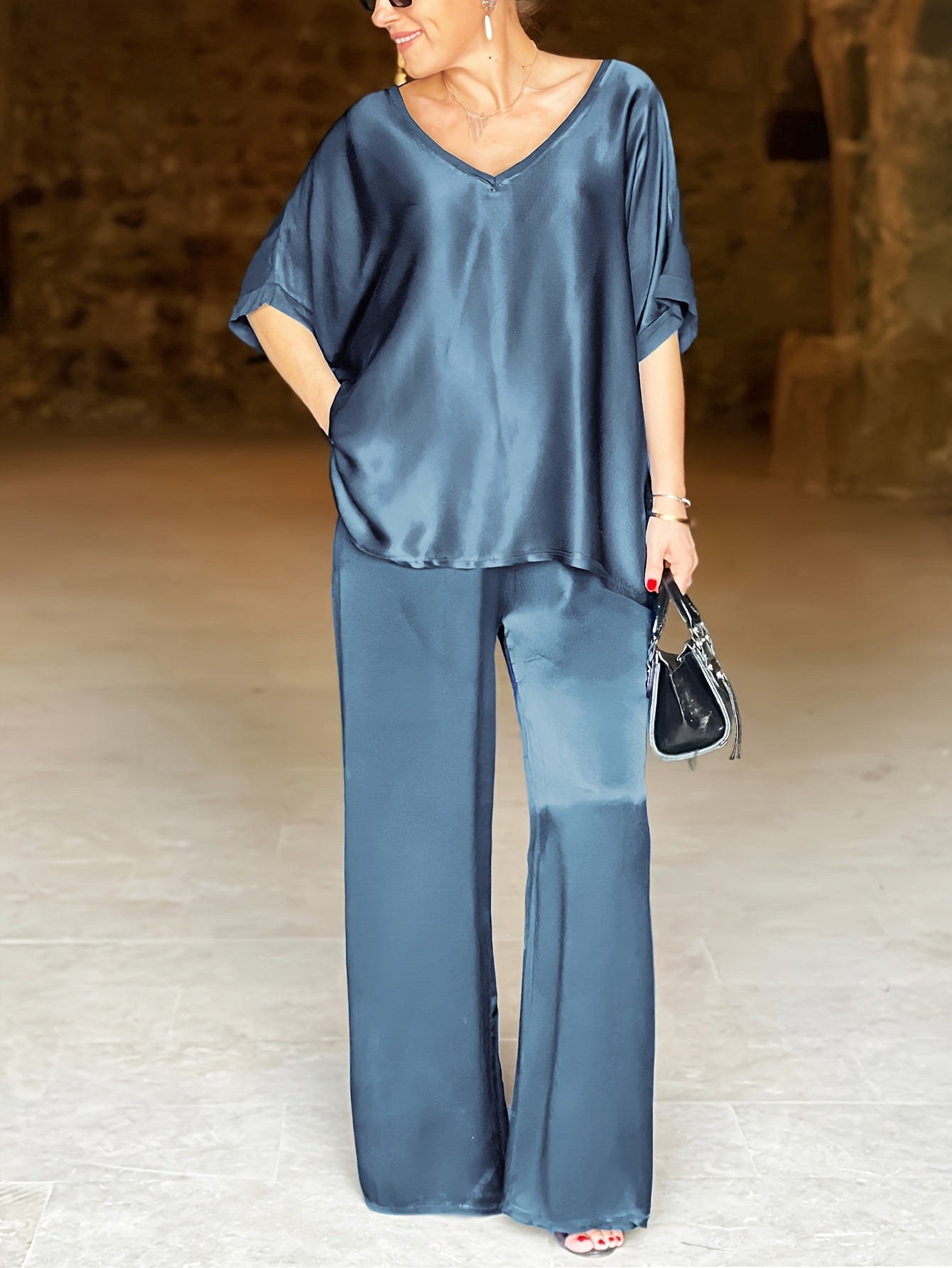 Ashlee - סט אלגנטי מרהיב עם שרוולים קצרים להופעה מושקעת