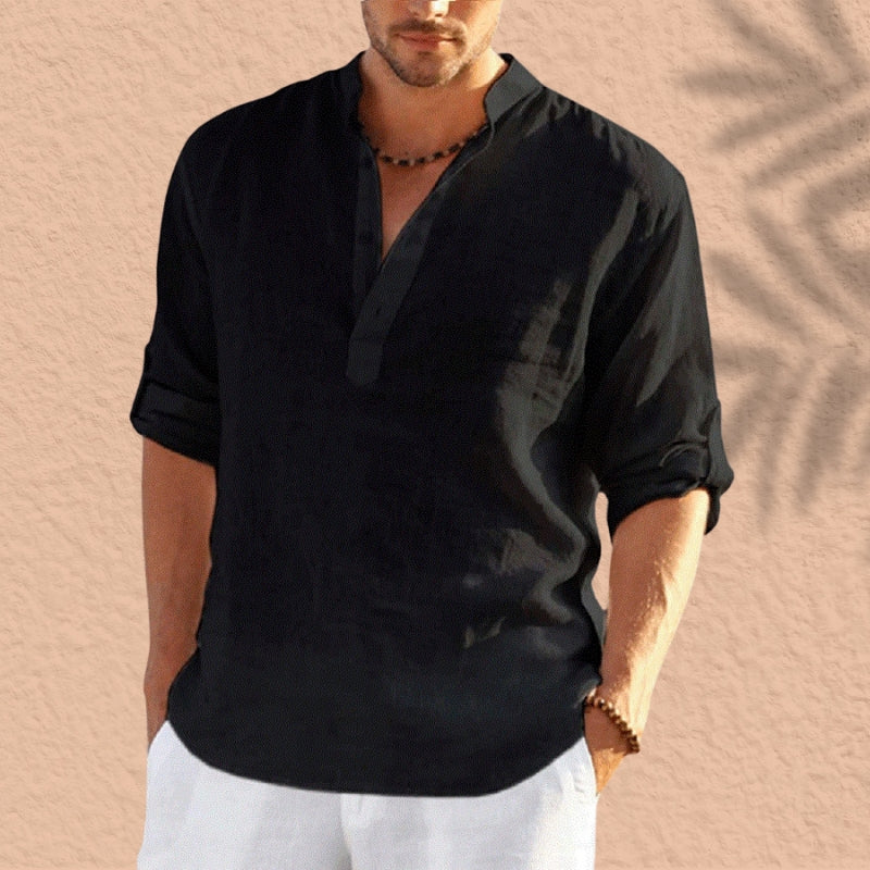 חולצת פשתן קז'ואל של Abdeslam עם שרוולים ארוכים - סטייל ונוחות מושלמים