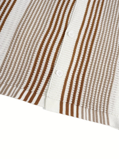 Avram - חולצת פסים קז'ואל אופנתית עם כפתורים לביטחון וסטייל