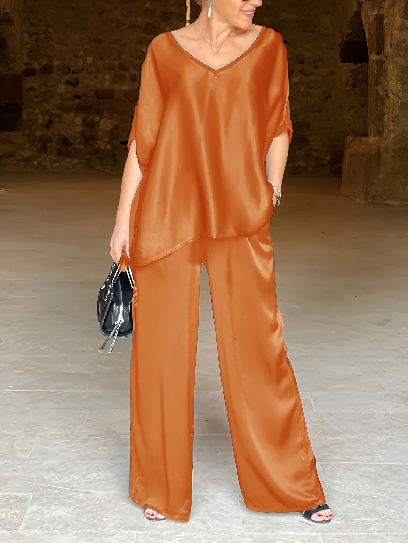 Ashlee - סט אלגנטי מרהיב עם שרוולים קצרים להופעה מושקעת