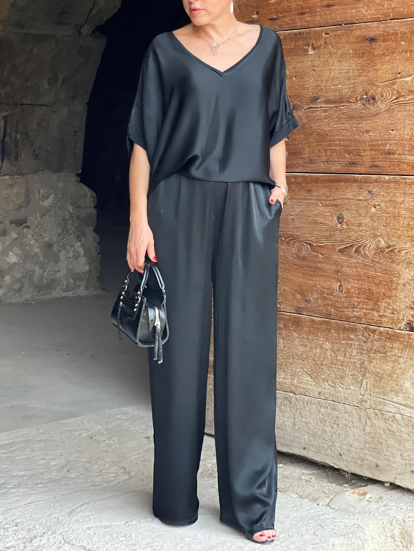 Ashlee - סט אלגנטי מרהיב עם שרוולים קצרים להופעה מושקעת