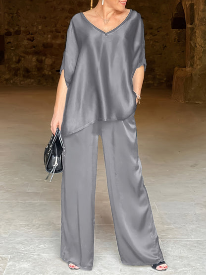 Ashlee - סט אלגנטי מרהיב עם שרוולים קצרים להופעה מושקעת