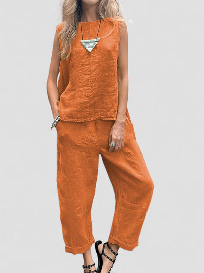 Ailith - טרנדי וחלק עם חולצה ללא שרוולים ומכנסיים נוחים ליום מושלם