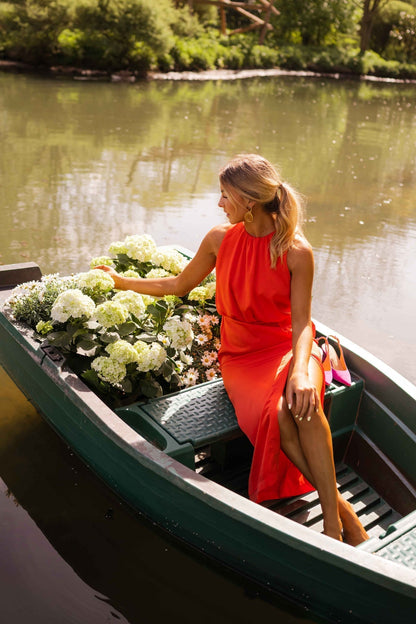 Beulah - שמלת מידי אלגנטית ללא שרוולים למראה אופנתי ומרשים