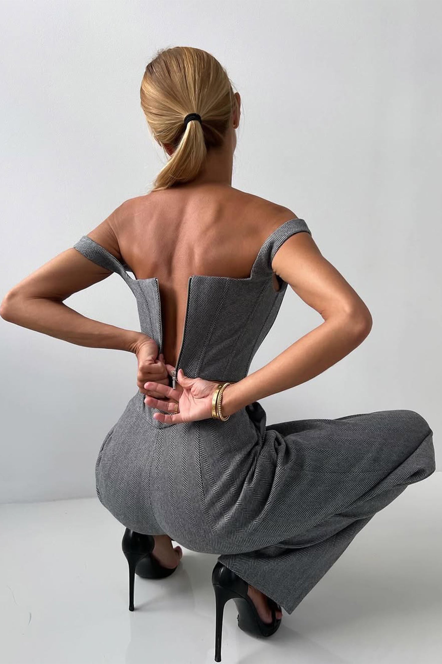 סט תלת חלקי עם בלייזר כפול שורה