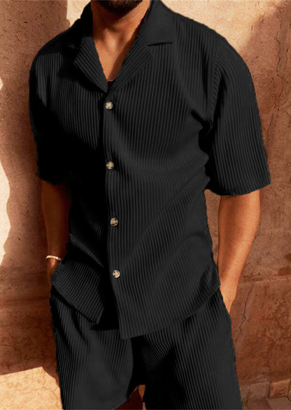 סט קיץ פרקטי ואופנתי עם חולצת קורדרוי קצרה ומכנסיים קצרים ארדיאן