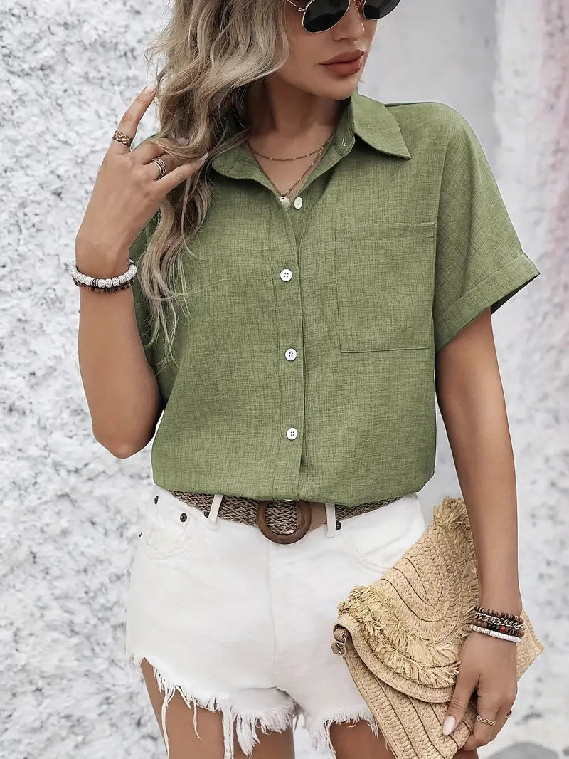 Avina - חולצה אלגנטית עם שרוולים קצרים וכיס לסטייל מושלם