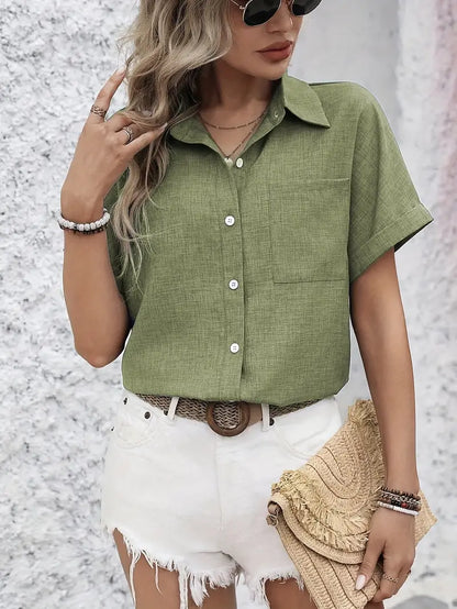 Avina - חולצה אלגנטית עם שרוולים קצרים וכיס לסטייל מושלם