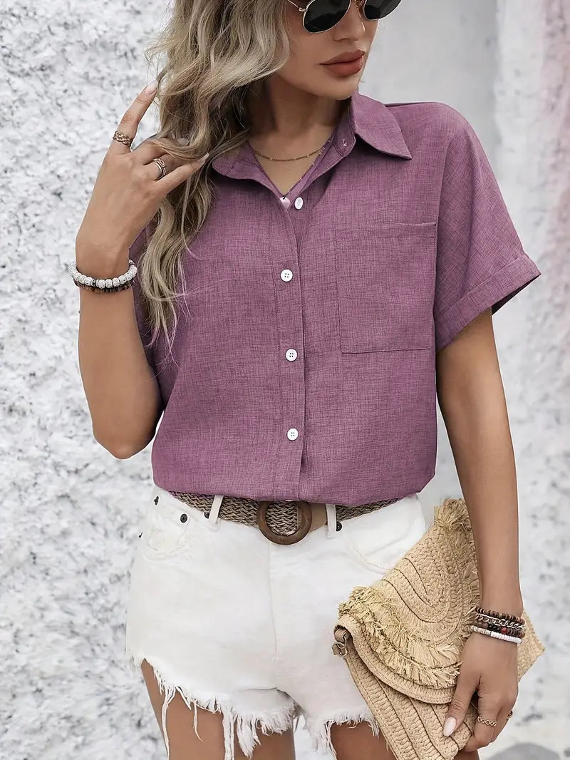 Avina - חולצה אלגנטית עם שרוולים קצרים וכיס לסטייל מושלם