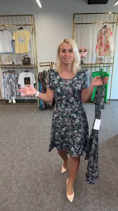 Ainsley - שמלת מודפסת עם צווארון עגול אופנתי ואלגנטי