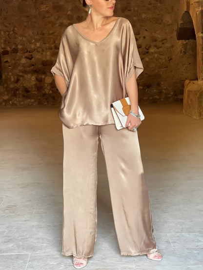 Ashlee - סט אלגנטי מרהיב עם שרוולים קצרים להופעה מושקעת