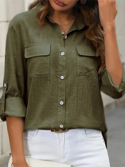 Athena - חולצת כותנה אופנתית עם כיסים קדמיים לעיצוב ייחודי