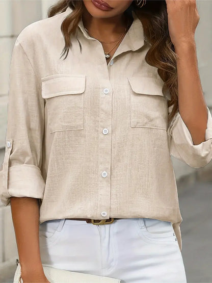 Athena - חולצת כותנה אופנתית עם כיסים קדמיים לעיצוב ייחודי