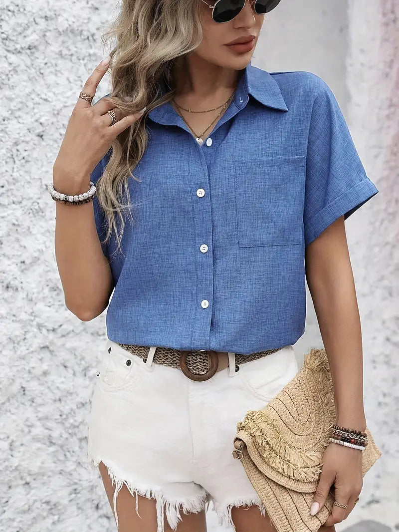 Avina - חולצה אלגנטית עם שרוולים קצרים וכיס לסטייל מושלם