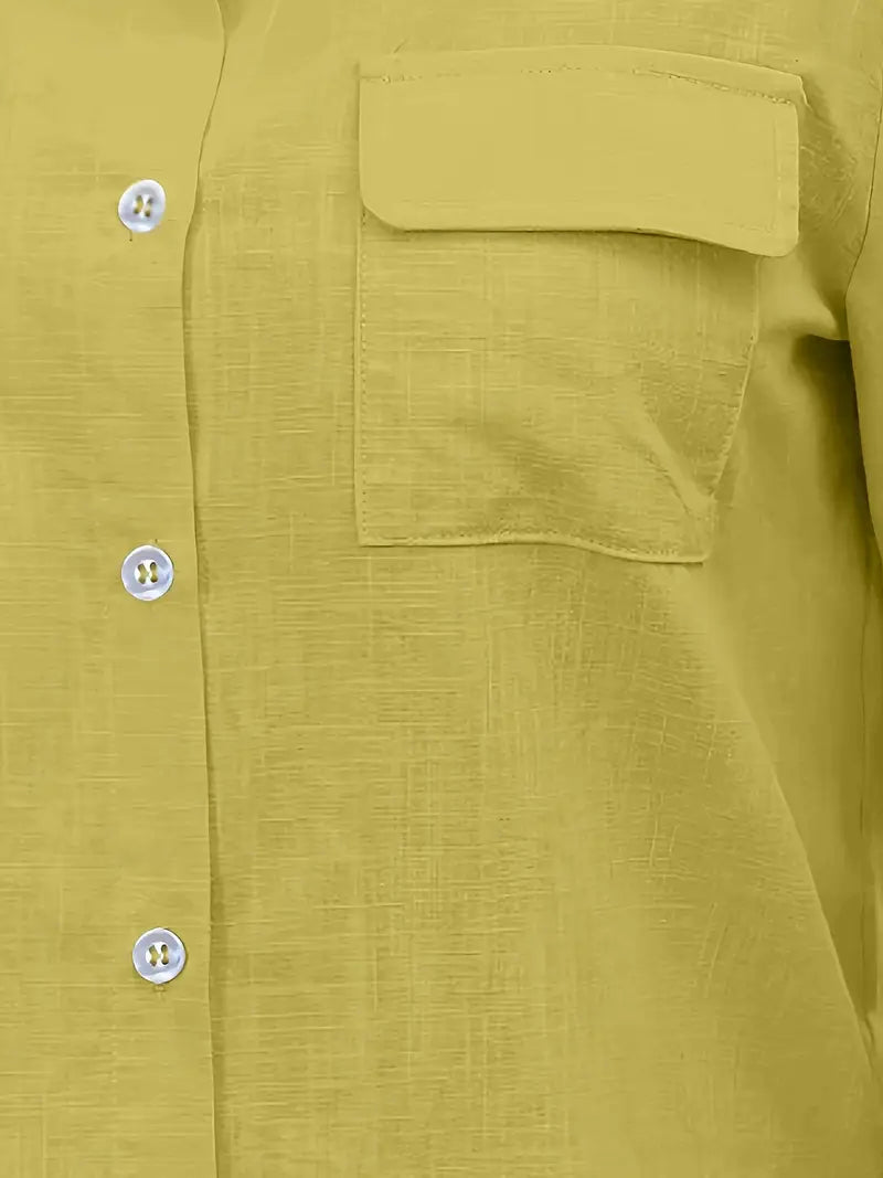 Athena - חולצת כותנה אופנתית עם כיסים קדמיים לעיצוב ייחודי