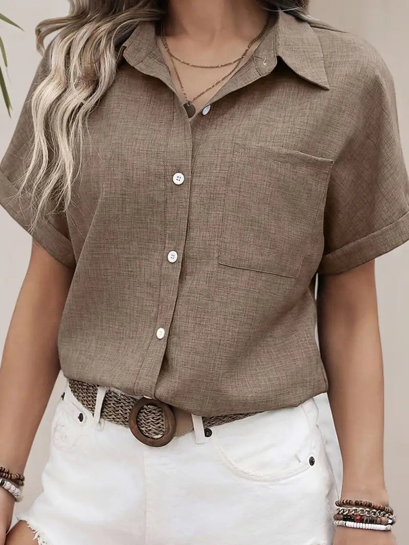 Avina - חולצה אלגנטית עם שרוולים קצרים וכיס לסטייל מושלם