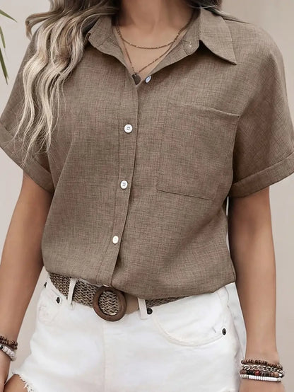 Avina - חולצה אלגנטית עם שרוולים קצרים וכיס לסטייל מושלם