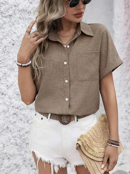 Avina - חולצה אלגנטית עם שרוולים קצרים וכיס לסטייל מושלם