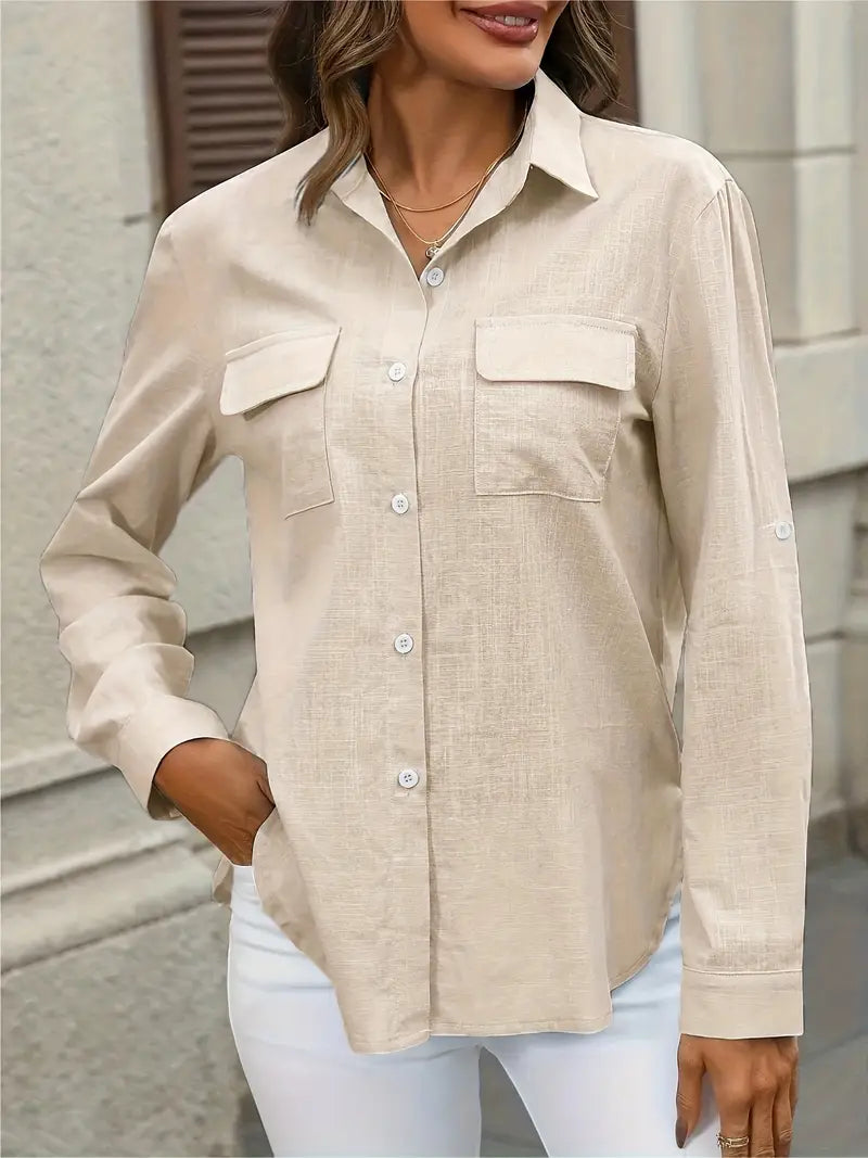Athena - חולצת כותנה אופנתית עם כיסים קדמיים לעיצוב ייחודי