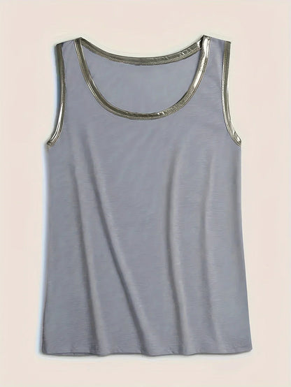 Ayuso - גופייה נוחה ללא שרוולים עם צווארון עגול למראה טבעי וסטיילי