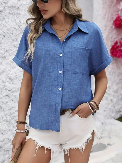 Avina - חולצה אלגנטית עם שרוולים קצרים וכיס לסטייל מושלם