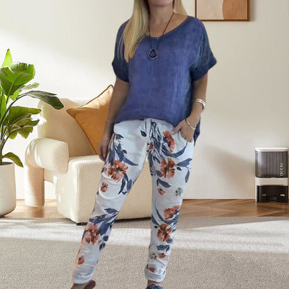 Alura - Stylish Casual Shirt & Floral Printed Pants for a Chic Look