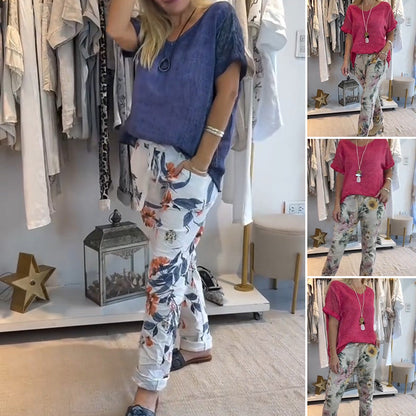 Alura - Stylish Casual Shirt & Floral Printed Pants for a Chic Look